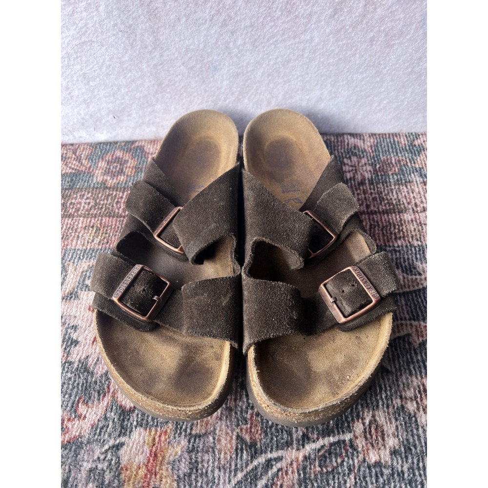 Birkenstock Zurich Mocha Brown Suede Sandals Double Strap Slides Mens 41 L10 M8